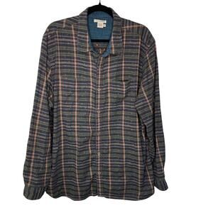 Carbon2Cobalt Mens Shirt Size XL Multicolor Plaid Embroidered Cotton Casual